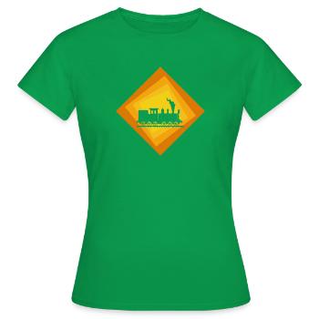 Dampflok Eisenbahn Schienen - Frauen T-Shirt - Kelly Green - Vorne - AI Model Female 172 dark (172cm)