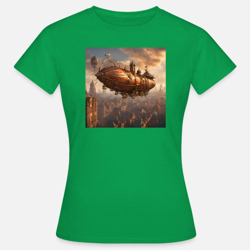 A Steampunk Octopus Power - Women's T-Shirt - kelly green