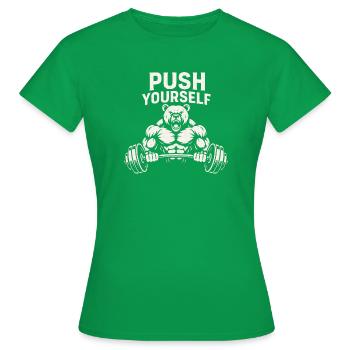 Push Yourself Bear - Women's T-Shirt - kelly green - Front - AI Model Female 172 dark (172cm)