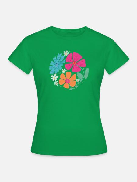 Sommerblumen in Kreisform - Frauen T-Shirt - Kelly Green