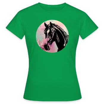 Pferdekopf im Kreis mit Wasserfarben - Frauen T-Shirt - Kelly Green - Vorne - AI Model Female 172 dark (172cm)