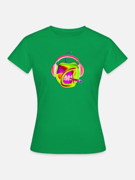 Wildkirsche Mund Joint Mehrfarbig - Frauen T-Shirt - Kelly Green