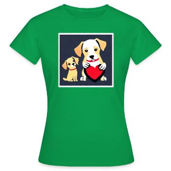 Hund Liebe Zuneigung Illustration Hundeliebhaber - Frauen T-Shirt - Kelly Green - Vorne - AI Model Female 172 dark (172cm)