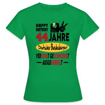 Geburtstag CDU SPD FDP Grün Politik Alter Jahre 44 - Frauen T-Shirt - Kelly Green - Vorne - AI Model Female 172 dark (172cm)