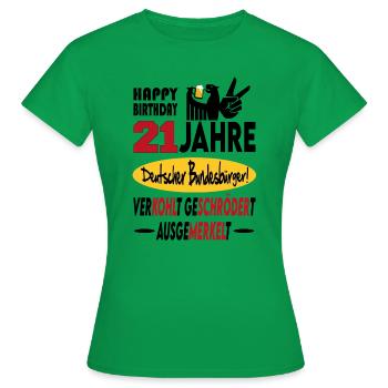 Geburtstag CDU SPD FDP Grün Politik Alter Jahre 21 - Frauen T-Shirt - Kelly Green - Vorne - AI Model Female 172 dark (172cm)