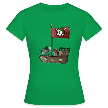 Bateau pirate avec la souris et la taupe - T-shirt Femme - vert - Devant - AI Model Female 172 dark (172cm)