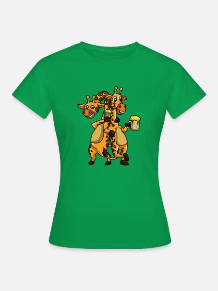 Giraffe trinken Bier - Frauen T-Shirt - Kelly Green