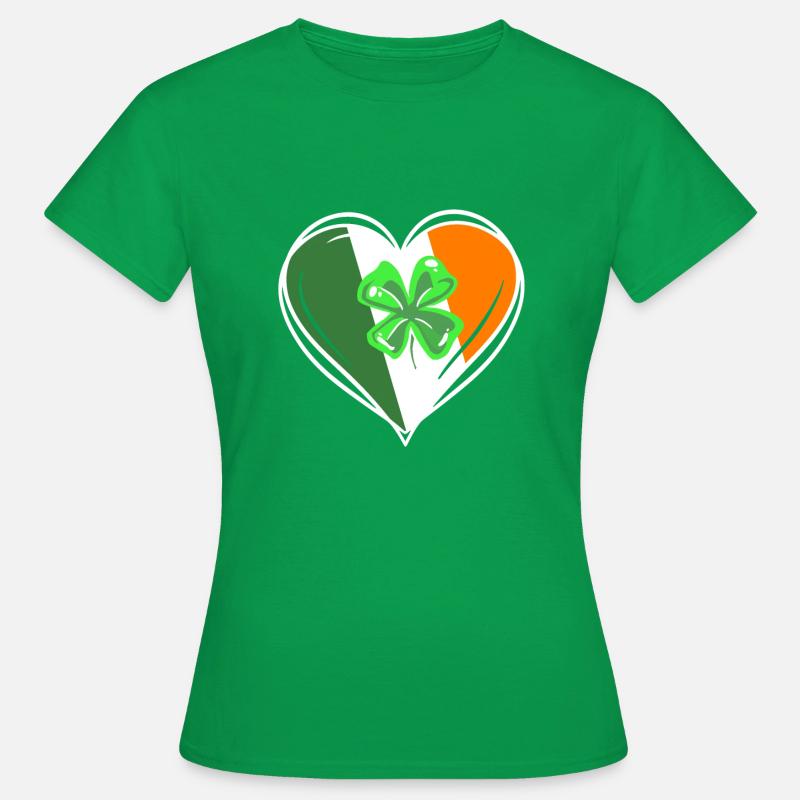 St Patrick's Day Heart Cloverleaf - Women's T-Shirt - kelly green