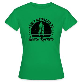 Space Travel Space Ship - Easily Distracted By Spa - Women's T-Shirt - kelly green - Front - AI Model Female 172 dark (172cm)