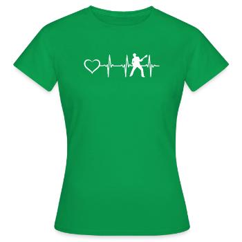 Guitar Heartbeat Heart Guitar Musician Guitar Play - Frauen T-Shirt - Kelly Green - Vorne - AI Model Female 172 dark (172cm)