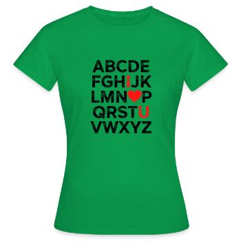 Je t’aime Alphabet - T-shirt Femme - vert - Devant - AI Model Female 172 dark (172cm)