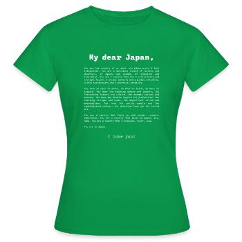 Déclaration d’amour au Japon en anglais - T-shirt Femme - vert - Devant - AI Model Female 172 dark (172cm)