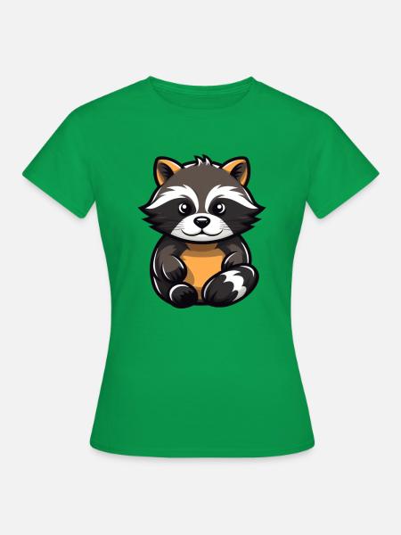 Kleiner niedlicher Waschbär - Frauen T-Shirt - Kelly Green