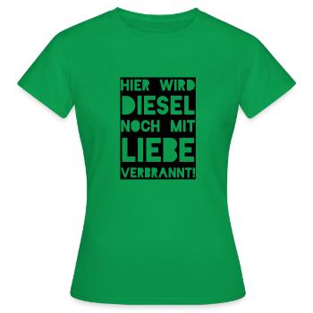 Diesel Liebe - Frauen T-Shirt - Kelly Green - Vorne - AI Model Female 172 dark (172cm)