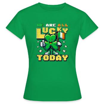 St Patrick's Day - 8bit pixel art lucky shamrock - Women's T-Shirt - kelly green - Front - AI Model Female 172 dark (172cm)
