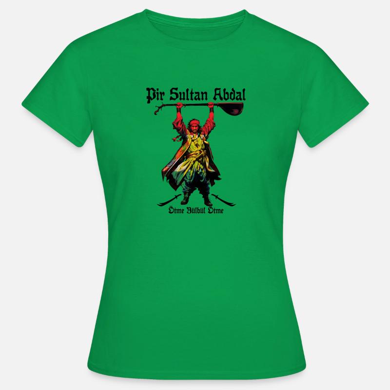 Pir Sultan Abdal - Saz - Orgoglio curdo - Maglietta da donna - verde kelly