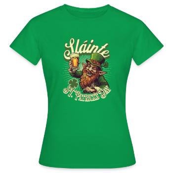 Fête de la Saint-Patrick - Slainte - Leprechaun Toast Beer - T-shirt Femme - vert - Devant - AI Model Female 172 dark (172cm)