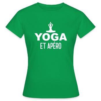 Yoga et apéro - T-shirt Femme - vert - Devant - AI Model Female 172 dark (172cm)