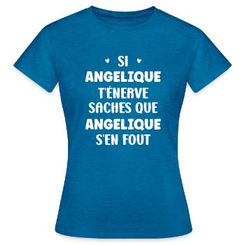 angelique - T-shirt Femme - bleu saphir antique chiné - Devant - AI Model Female 172 dark (172cm)