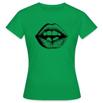 Lips, mouth, kissing lips - Women's T-Shirt - kelly green - Front - AI Model Female 172 dark (172cm)