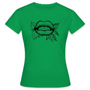 Lips, mouth, kissing lips - Women's T-Shirt - kelly green - Front - AI Model Female 172 dark (172cm)