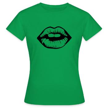 Lips, mouth, kissing lips - Women's T-Shirt - kelly green - Front - AI Model Female 172 dark (172cm)