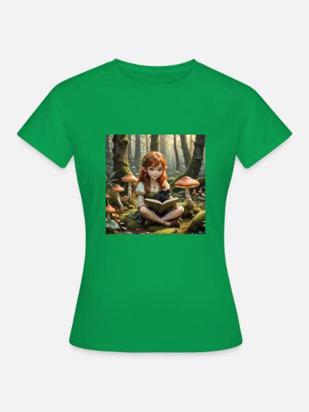 Elfe mit Fliegenpilzen - Frauen T-Shirt - Kelly Green