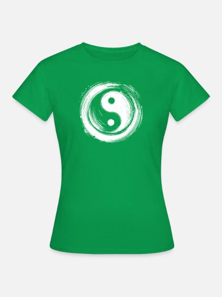 Gebürsteter Yin-Yang Enso-Kreis – Zen-Balance-Grafik - Frauen T-Shirt - Kelly Green