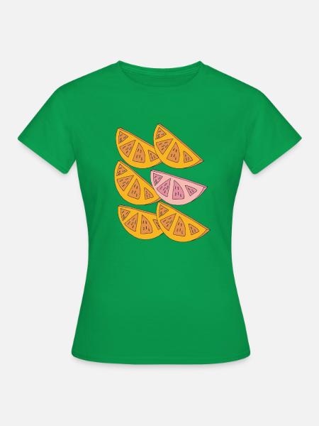 orangen schnitze 6fach - Frauen T-Shirt - Kelly Green