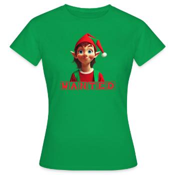 Wanted Christmas Elf - Frauen T-Shirt - Kelly Green - Vorne - AI Model Female 172 dark (172cm)