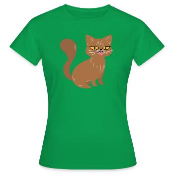 A cat sticking out its tongue - Women's T-Shirt - kelly green - Front - AI Model Female 172 dark (172cm)