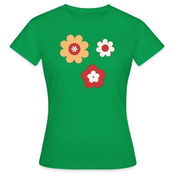 Klassische Retro Blumen - Frauen T-Shirt - Kelly Green - Vorne - AI Model Female 172 dark (172cm)