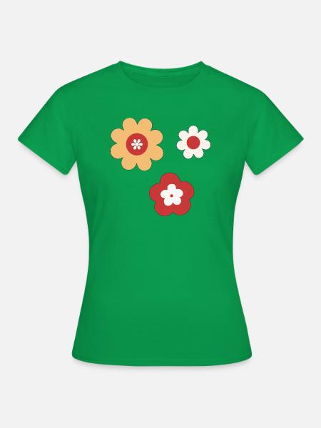 Klassische Retro Blumen - Frauen T-Shirt - Kelly Green