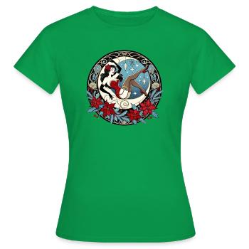 Pin-up de Noël - T-shirt Femme - vert - Devant - AI Model Female 172 dark (172cm)