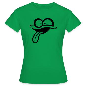 Comic Gesicht Verrückt - Frauen T-Shirt - Kelly Green - Vorne - AI Model Female 172 dark (172cm)
