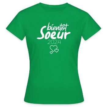 bientôt Soeur 2024 - T-shirt Femme - vert - Devant - AI Model Female 172 dark (172cm)