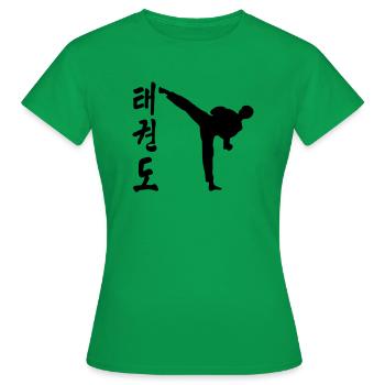 taekwondo high kick coup de pied combat - T-shirt Femme - vert - Devant - AI Model Female 172 dark (172cm)