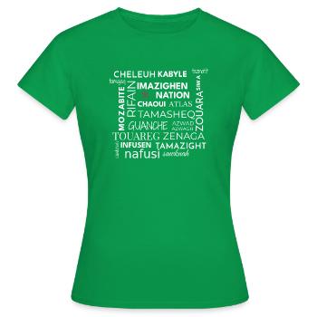 Multi Dialèqutes AMAZIGH Blanc - T-shirt Femme - vert - Devant - AI Model Female 172 dark (172cm)