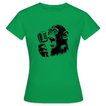 Affen Orchester Sänger mit Vintage Mikrophon - Frauen T-Shirt - Kelly Green - Vorne - AI Model Female 172 dark (172cm)
