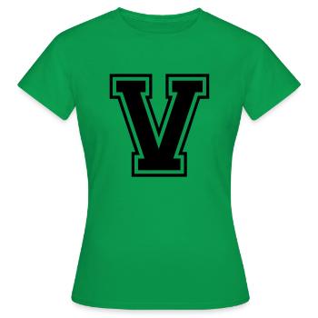 Lettre V Équipe Foot | baseball| basket université - T-shirt Femme - vert - Devant - AI Model Female 172 dark (172cm)