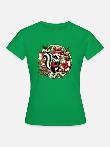 Weihnachts-Skunk - Frauen T-Shirt - Kelly Green