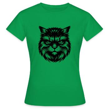 Süßes Katzenportrait in schwarz weiss - Frauen T-Shirt - Kelly Green - Vorne - AI Model Female 172 dark (172cm)