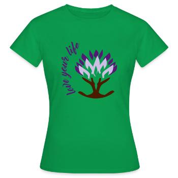 Aime ta vie, arbre de vie, arbre, vie - T-shirt Femme - vert - Devant - AI Model Female 172 dark (172cm)