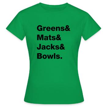 The Lawn Bowls List! - Women's T-Shirt - kelly green - Front - AI Model Female 172 dark (172cm)