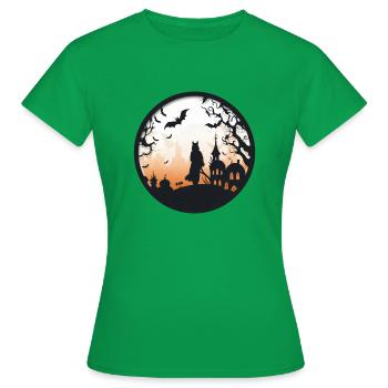 Halloween town - Women's T-Shirt - kelly green - Front - AI Model Female 172 dark (172cm)