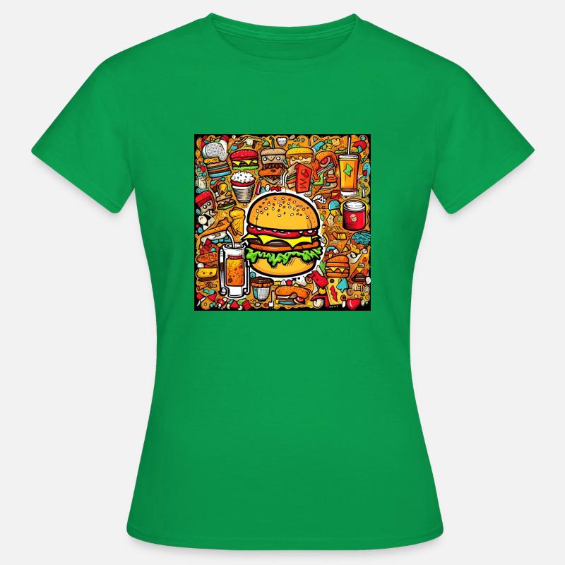 Multi pattern burger - Women's T-Shirt - kelly green