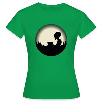 Alien Alien Café Silhouette Ciel Nocturne - T-shirt Femme - vert - Devant - AI Model Female 172 dark (172cm)