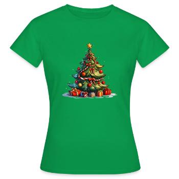 Weihnachtsbaum mit Geschenke - Frauen T-Shirt - Kelly Green - Vorne - AI Model Female 172 dark (172cm)