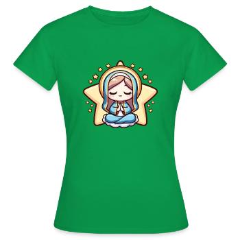 Friedliche Marien-Karikatur - Frauen T-Shirt - Kelly Green - Vorne - AI Model Female 172 dark (172cm)