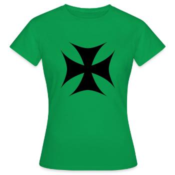 Templer Kreuz - Frauen T-Shirt - Kelly Green - Vorne - AI Model Female 172 dark (172cm)